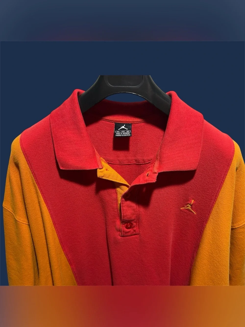 Vintage Jordan Brand Red & Orange Colorblock Cotton Polo 3XL
